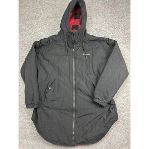 Columbia Jacket Womens 1X Black Hooded Long Parka Buffalo Plaid Lined Insulated